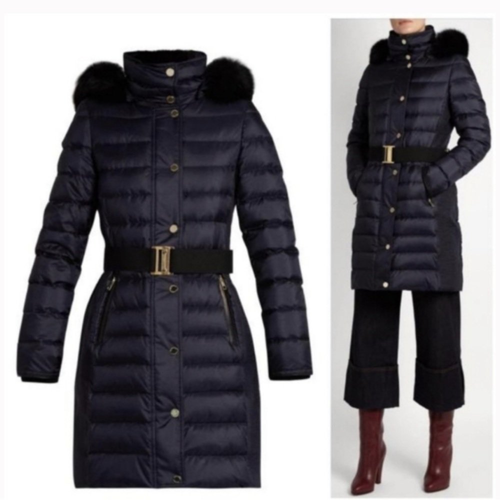 Burberry Abbeydale down coat with black fox fur collar Black Size US 6